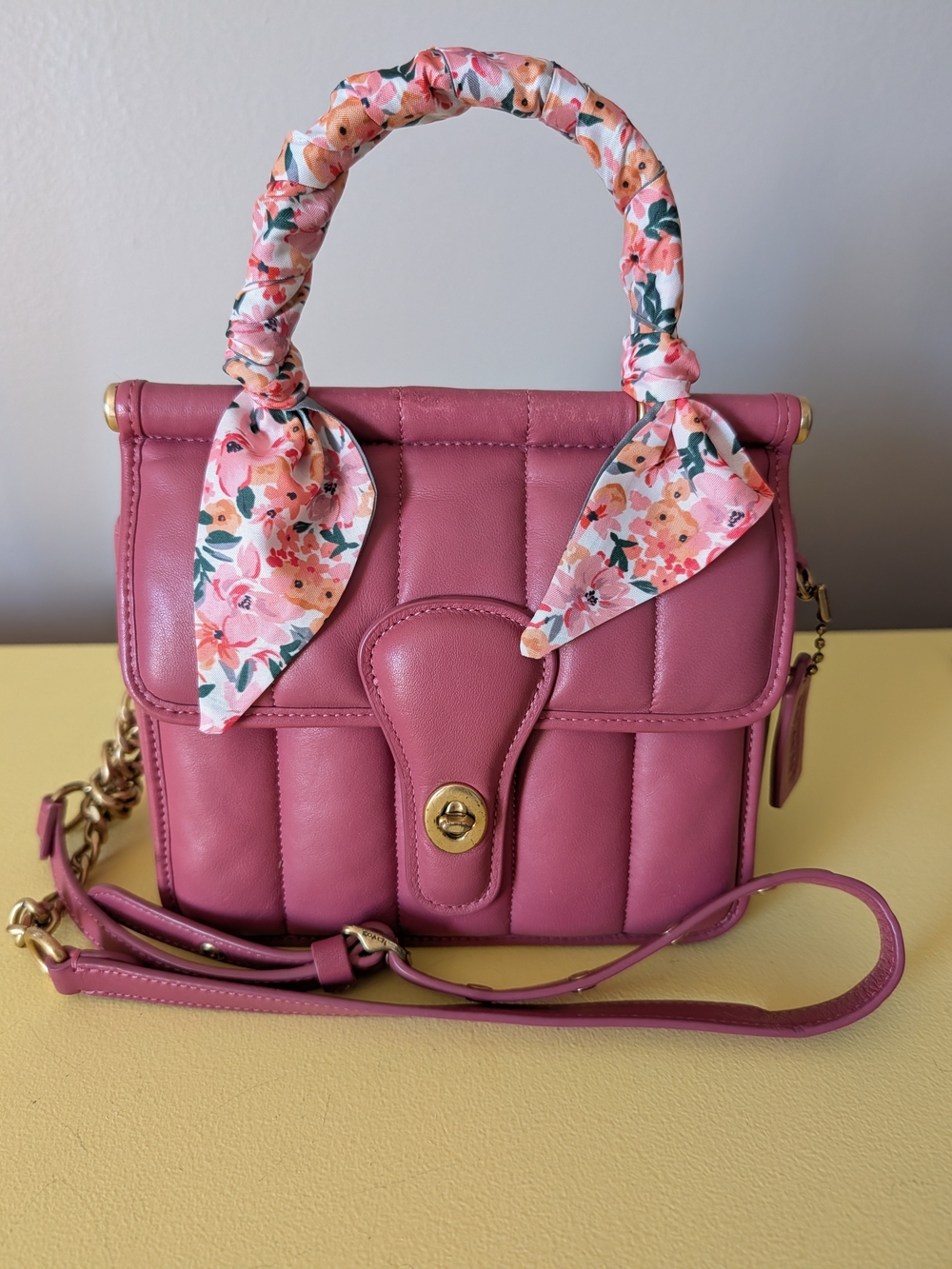 Coach Originals Limited Edition Quilted Willis 18 Top Handle Crossbody Pink C384